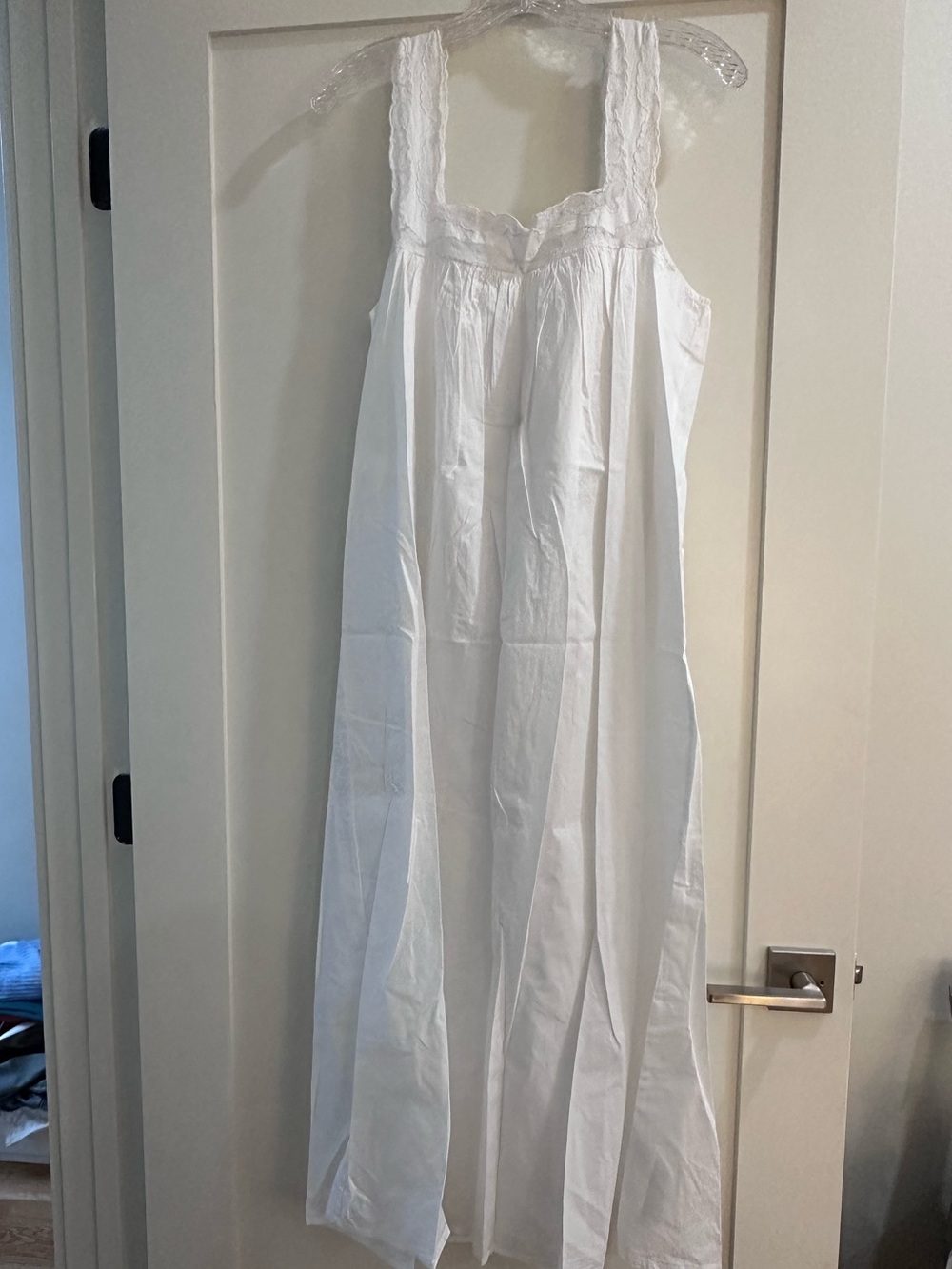 Zara White Cotton Sleeveless Dress with Lace Trim